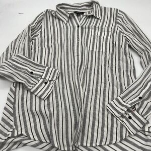Lucky Brand Button up blouse split back size medium striped